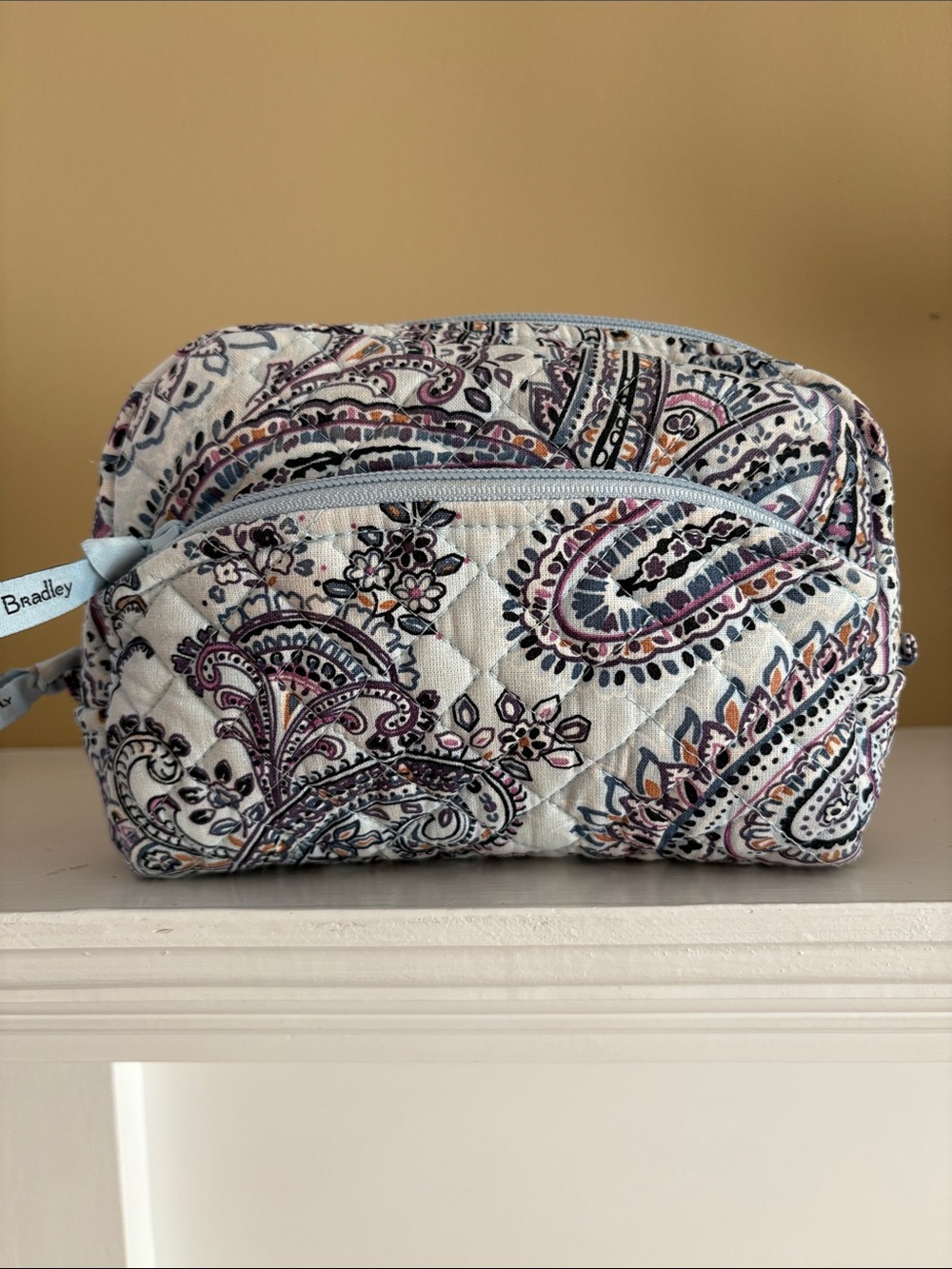 Vera Bradley Soft Sky Paisley Medium Cosmetic Toiletry Bag Preowned
